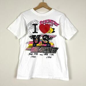 VTG 90s Neil Bonnett NASCAR Racing Tee Size M I Love USA Country Time USA Made